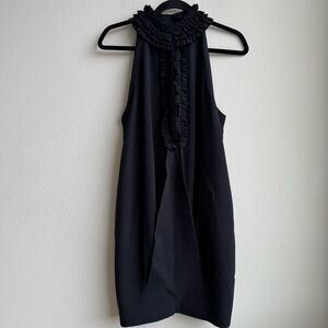 ROBERT RODRIGUEZ Silk Black Halter Neck Ruffle Bubble Mini Dress Size 4 Small